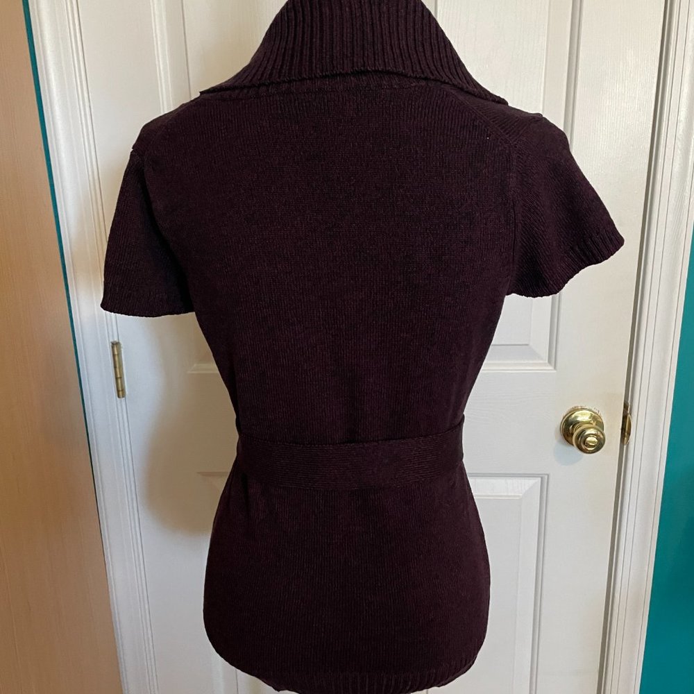 Like New! INC International Concepts Plum Short Sleeve Silk Blend Sweater Size S - Picture 8 of 15